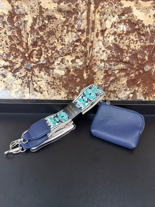 Navy/Teal Clip & Go Phone Strap Pouch