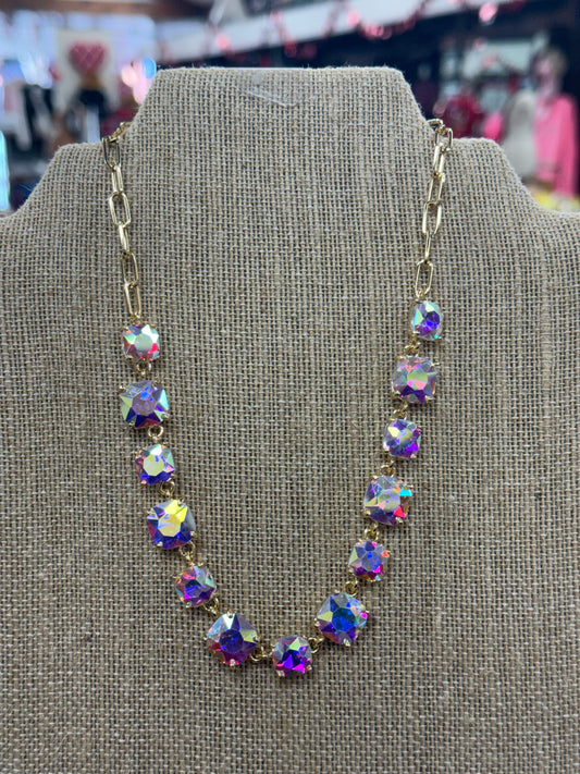 Rainbow Gem Stone Necklace