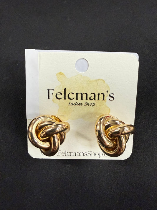 Gold Knotted Stud Earring