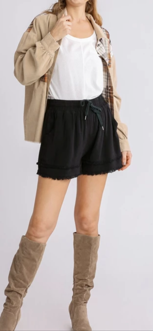 Black Fringe Shorts