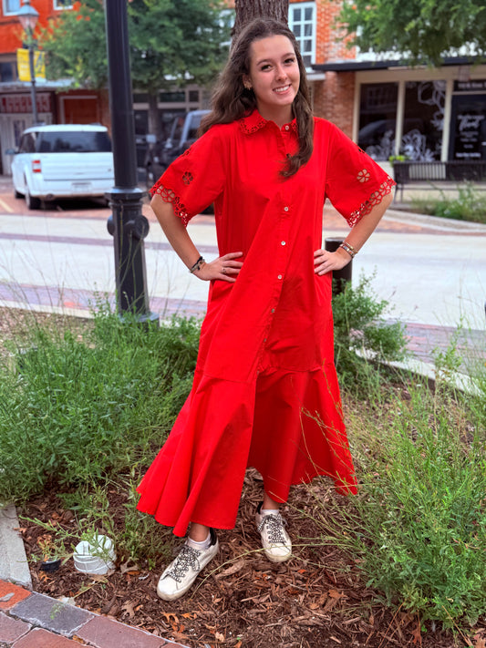 Red Button Down Dress