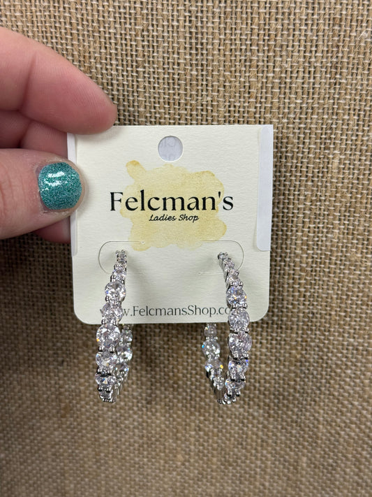 Silver Crystal Clear Hoops