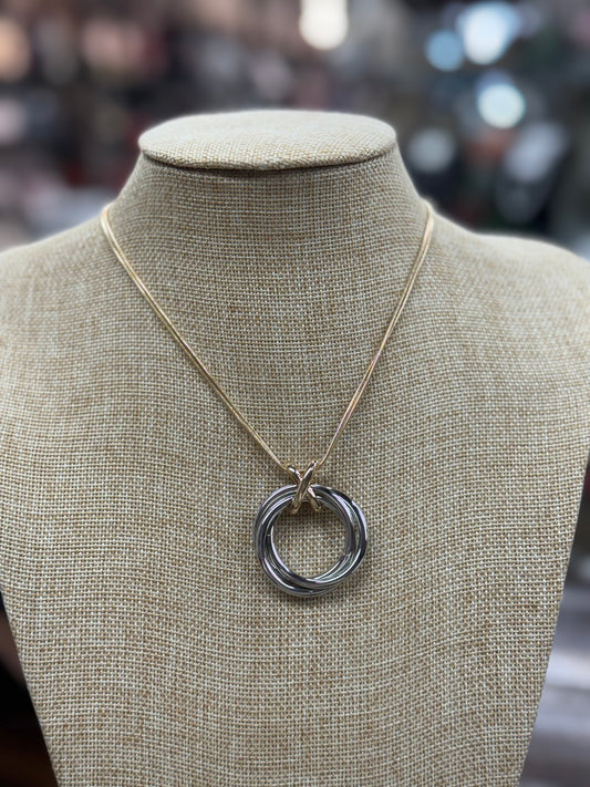 Gold Chain With Silver Circle Pendent