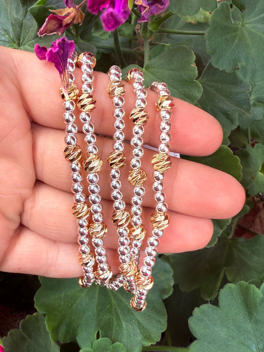 Gold/Silver Water Resistant Beaded Bracelets