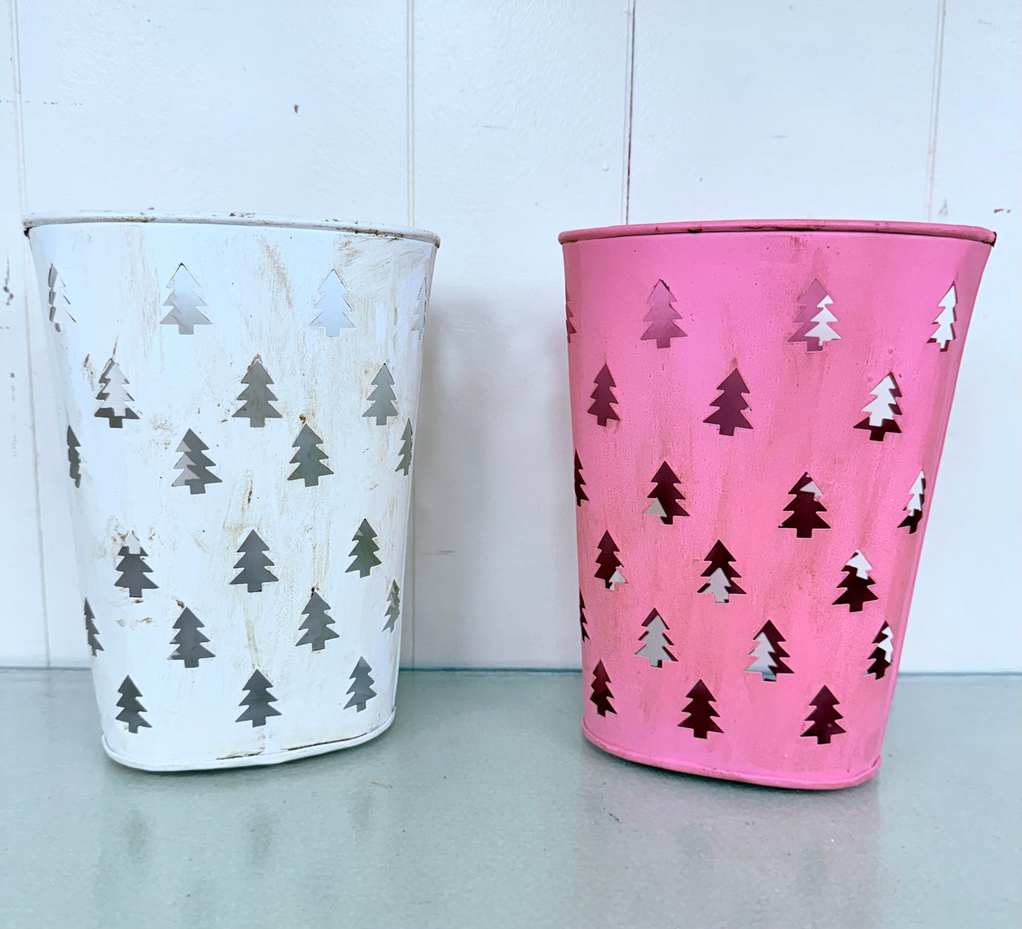Large Christmas Tree Metal Tins