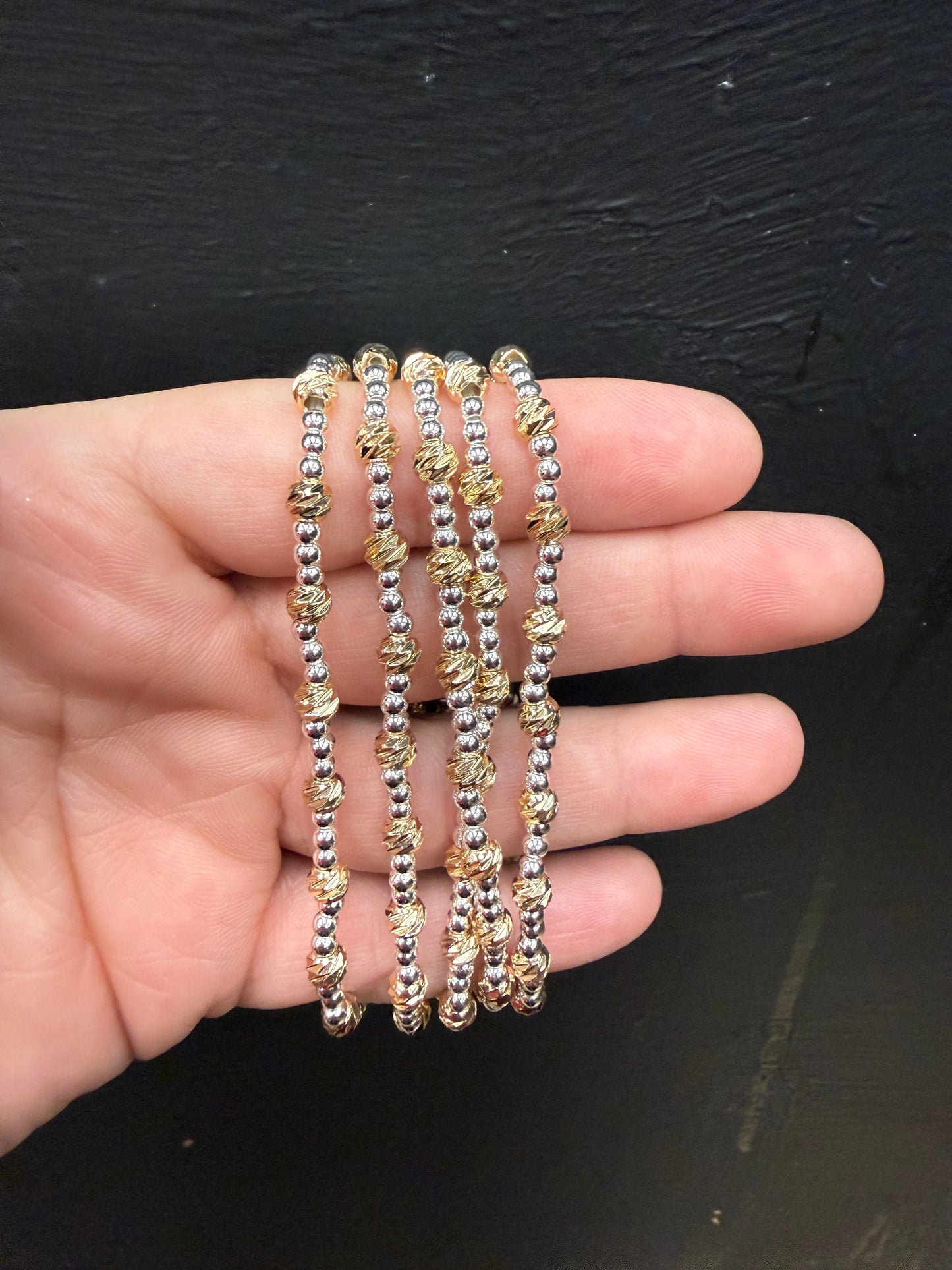 Water Resistant Silver 3mm Beaded Set Of 5