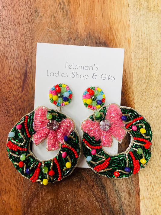 Christmas Stud Wreath Earrings