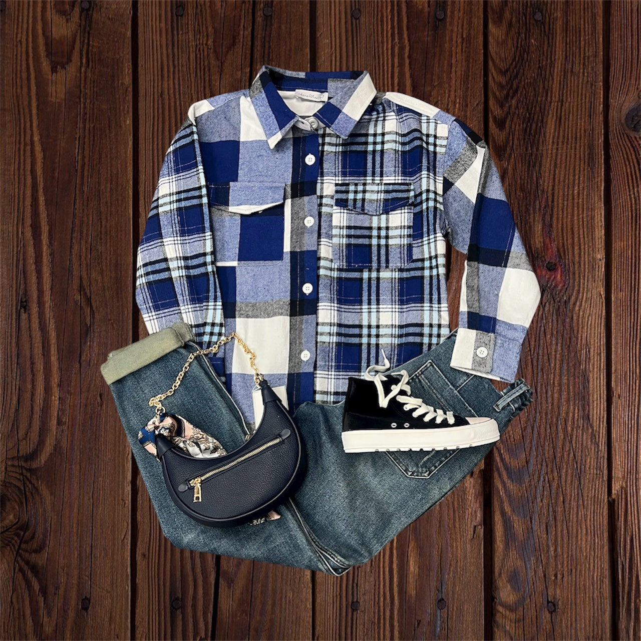 Blue and White Plaid Shacket