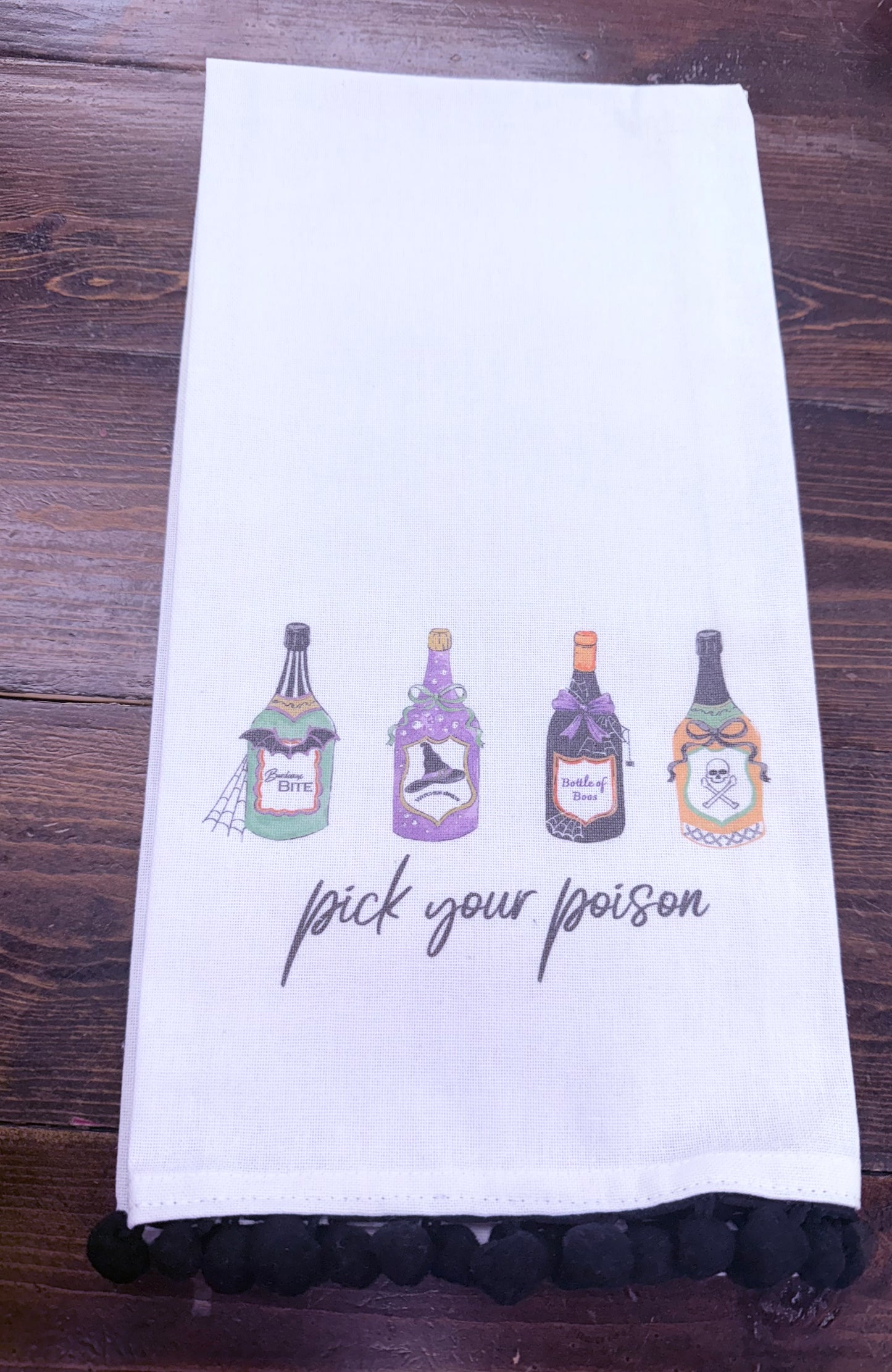 Pick Your Poison Pom Pom Hand Towel