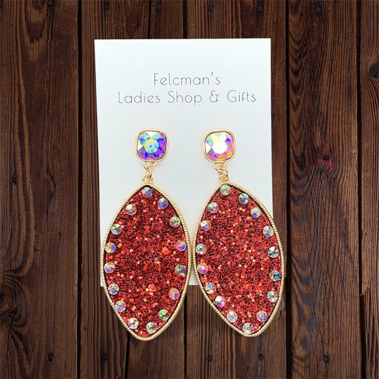 Red Glitter Earrings