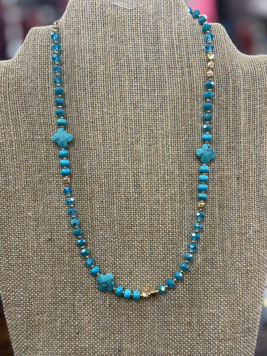 Turquoise Clover Stone Necklace