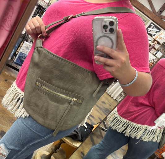 Large On The Shoulder Leather Fanny Packs