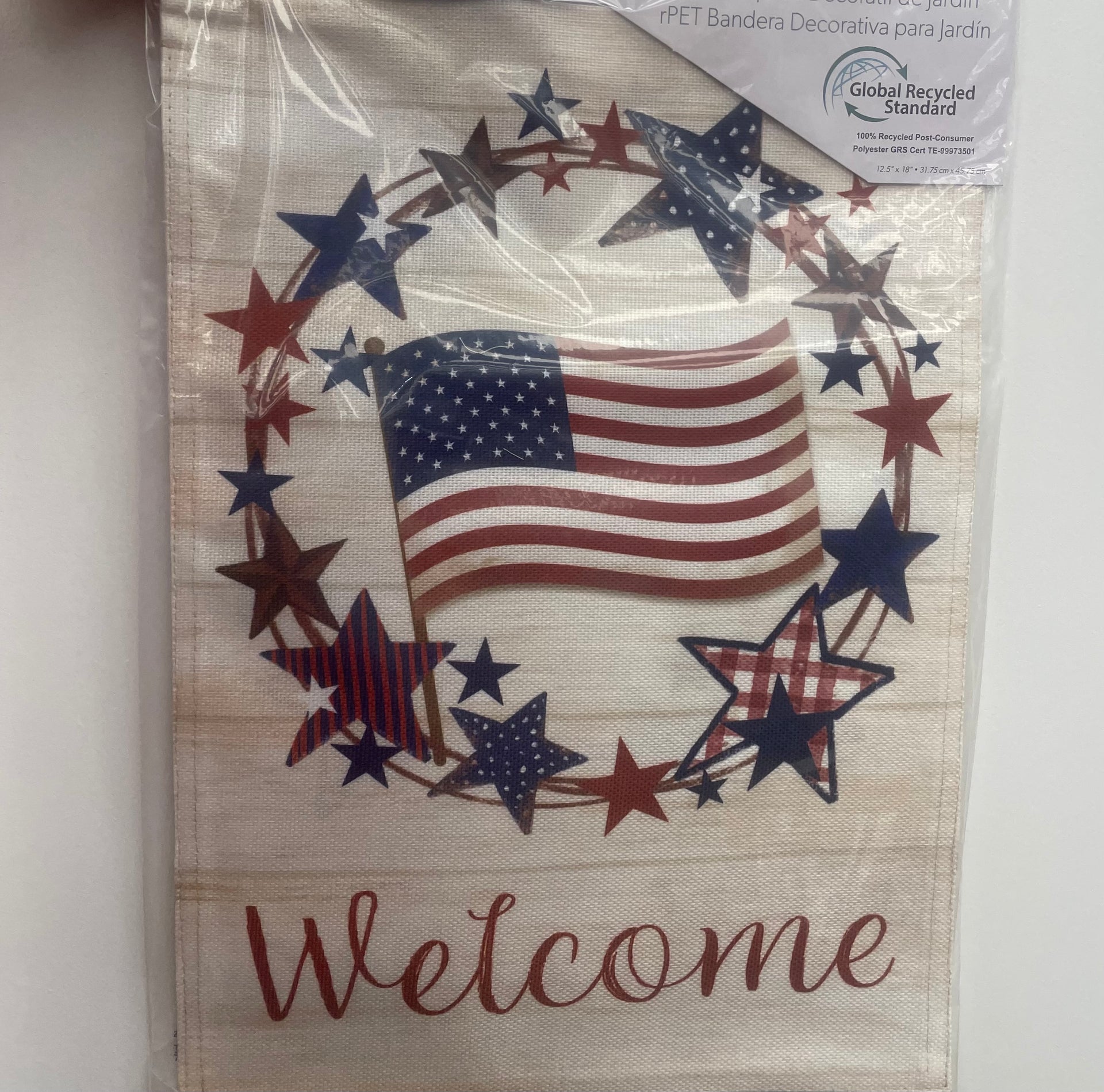 Amerkana Star Wreath Burlap Garden Flag