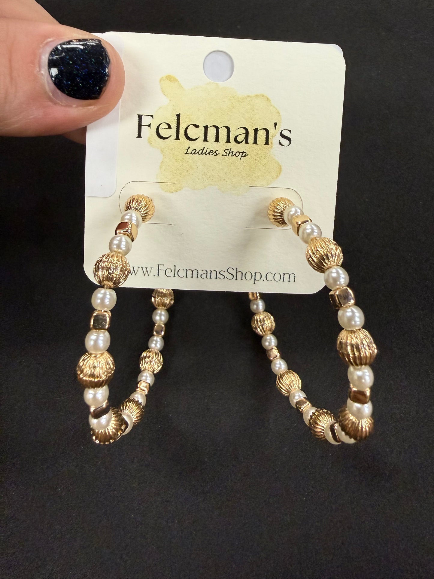Pearl & Gold Beaded Hoops