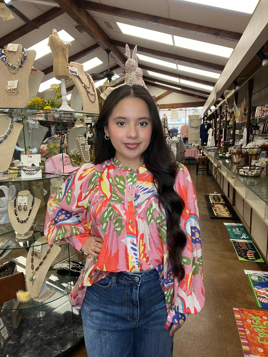 Tropical Blush Spring Blouse