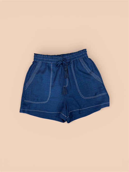 Navy Elastic Drawstring Shorts