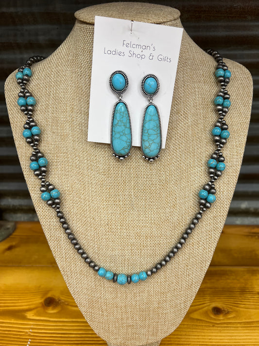 Turquoise and Silver Western Necklace