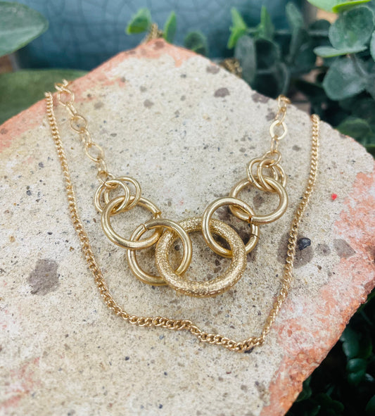 Worn Gold Open Link Chain Necklace