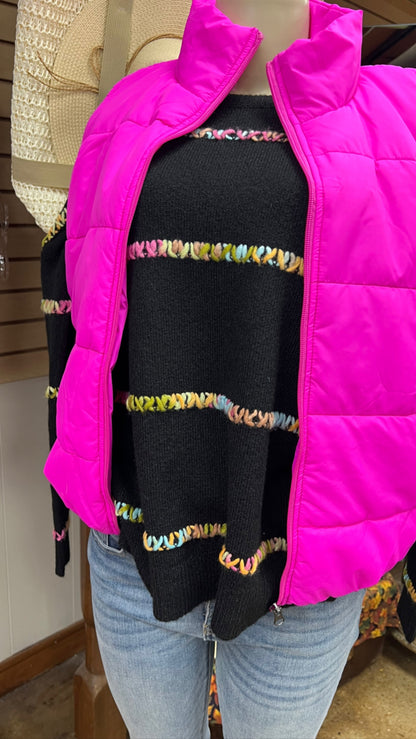 Black & Multi Color Stitch Sweater