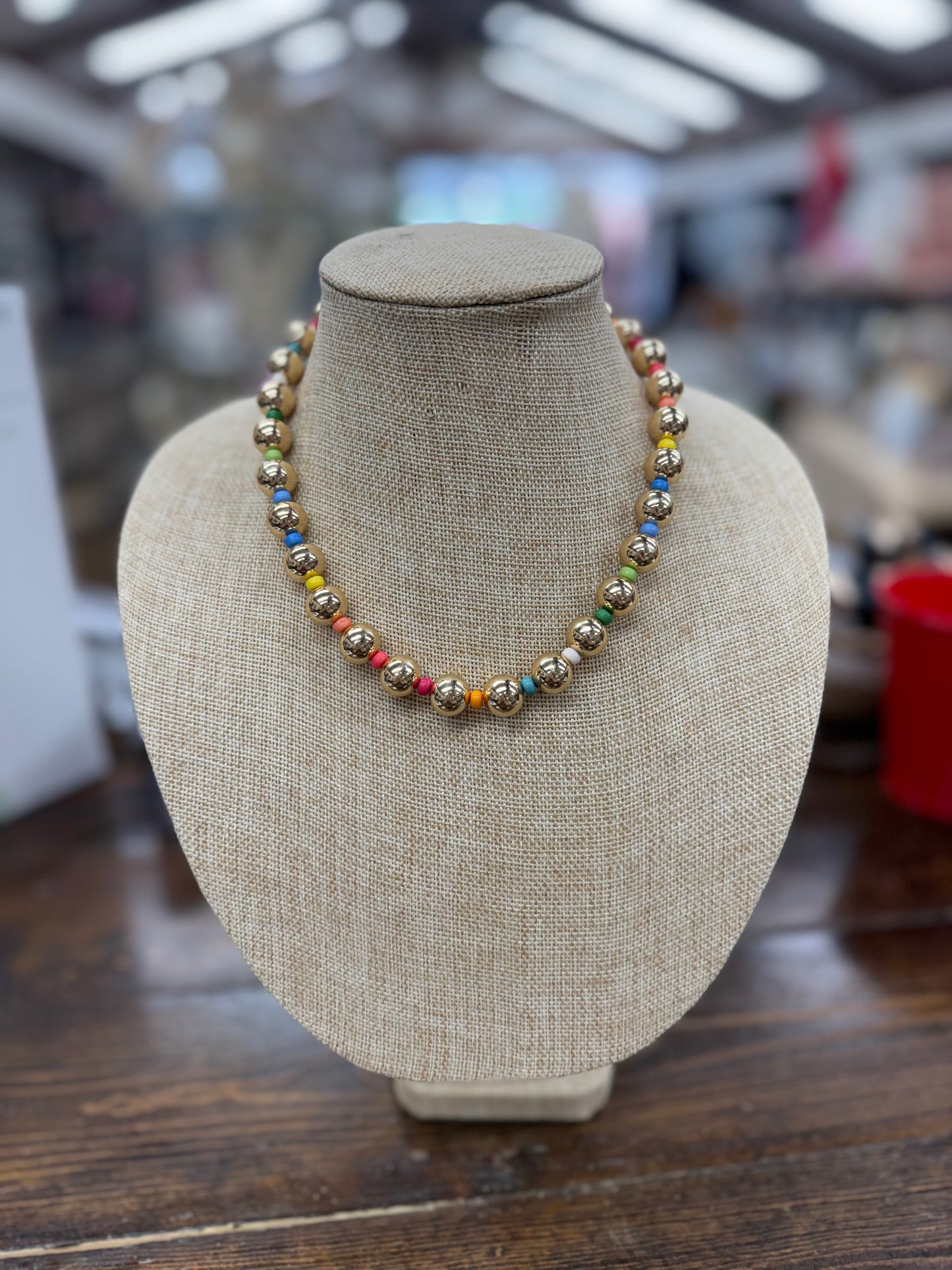 Blakely Statement Ball Beaded Multi Colored Necklace