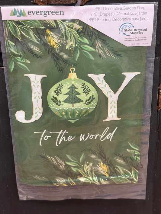 Greenery Joy To The World Garden Flag
