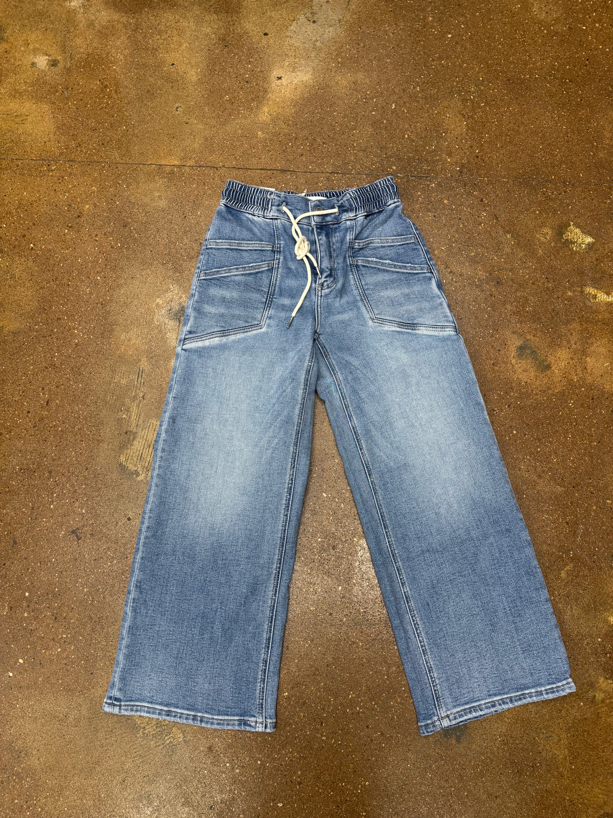 High Rise Drawstring Jeans