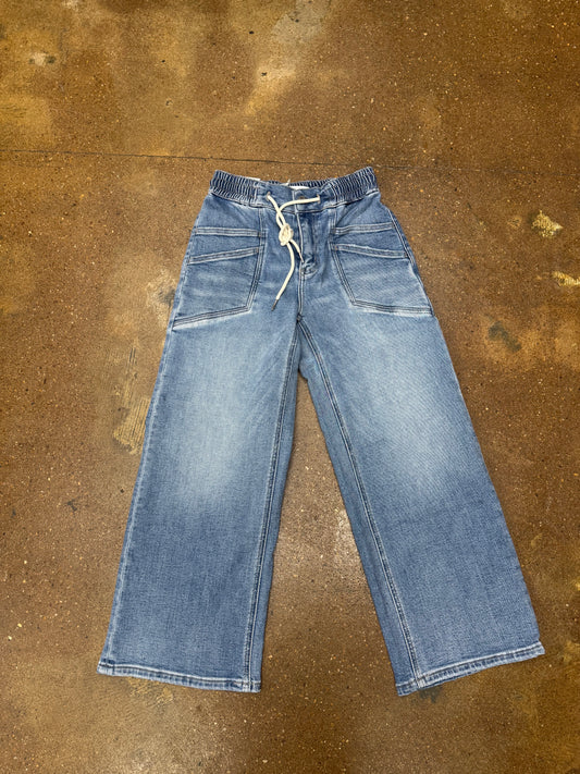High Rise Drawstring Jeans
