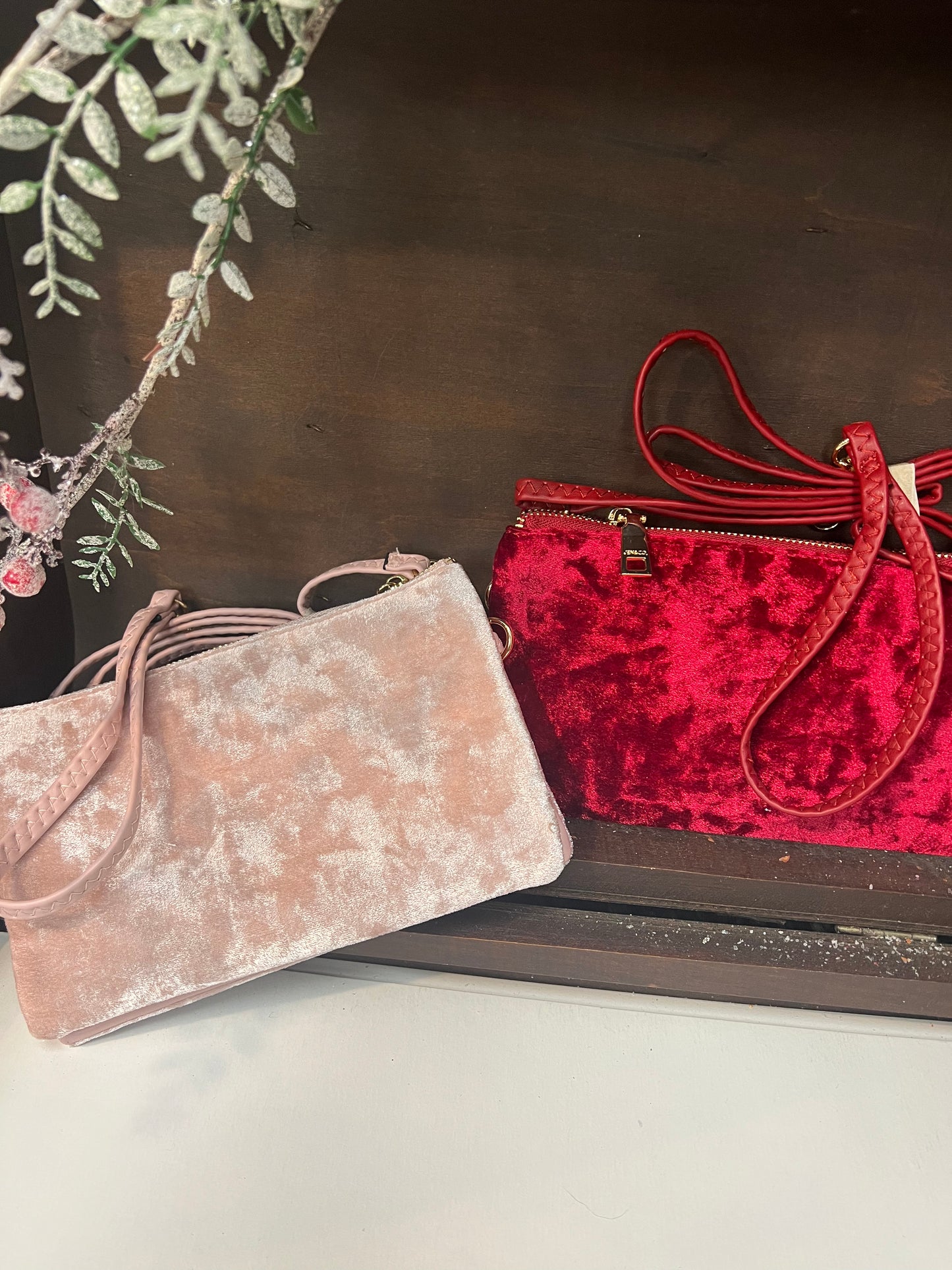 Riley Crossbody Handbag Pink/Red Velvet