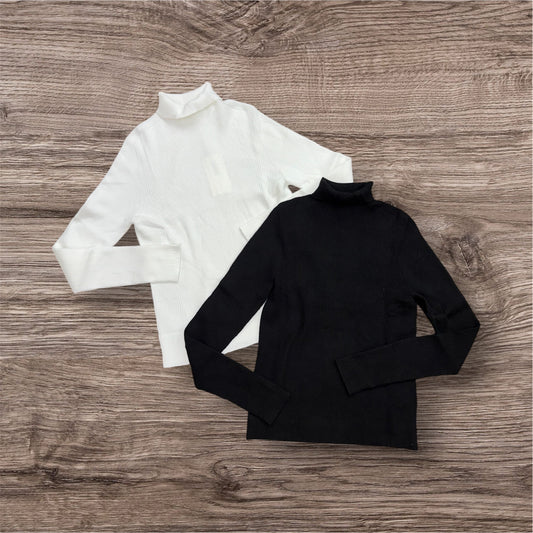 Mock Neck Ribbed Knit Top
