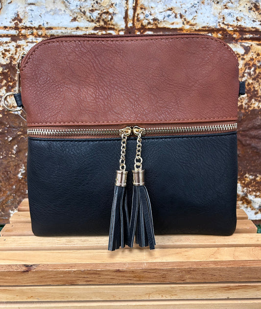 Two Toned Cross Body Black/Brown