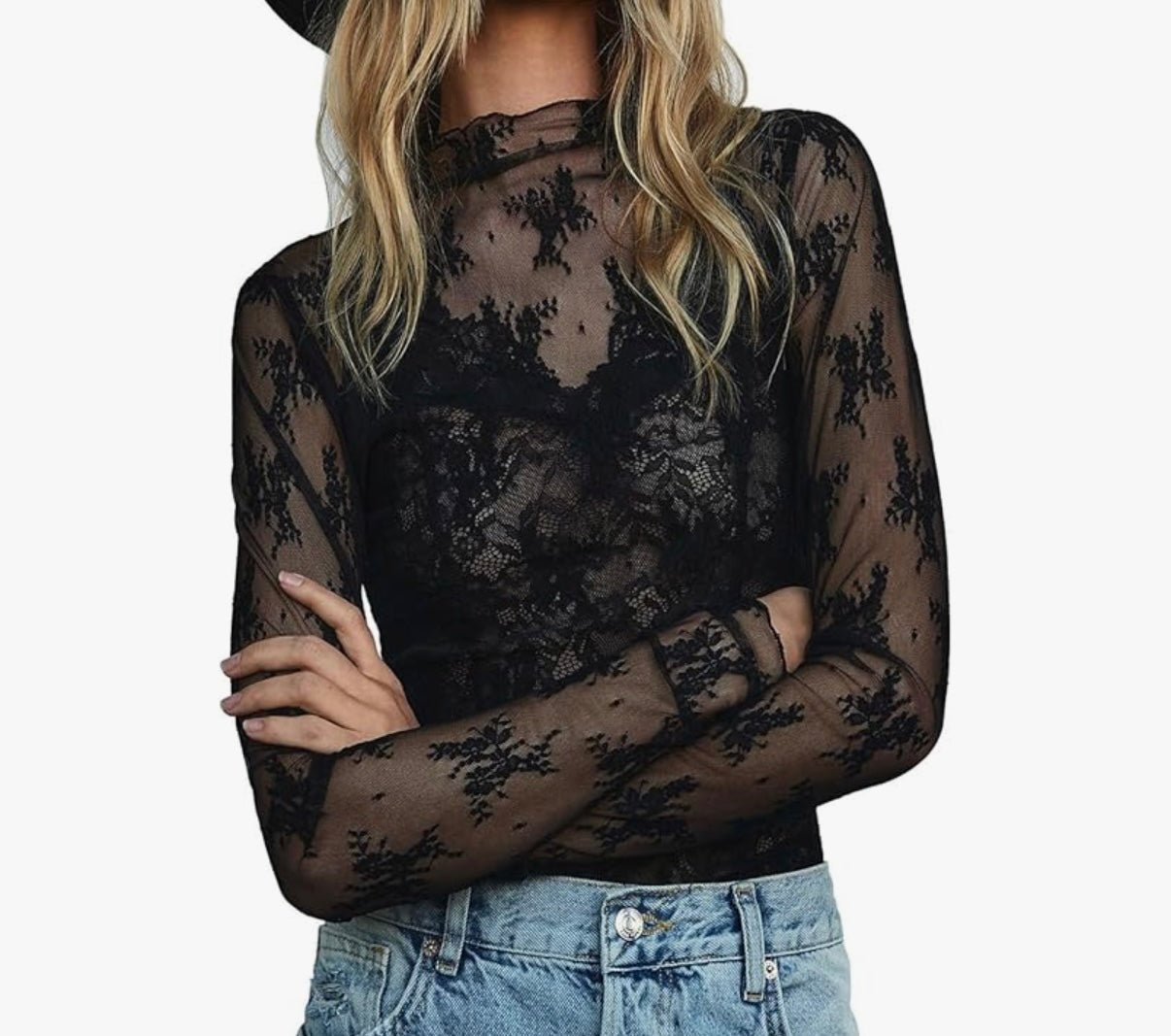 Black Mesh Designed Under Top