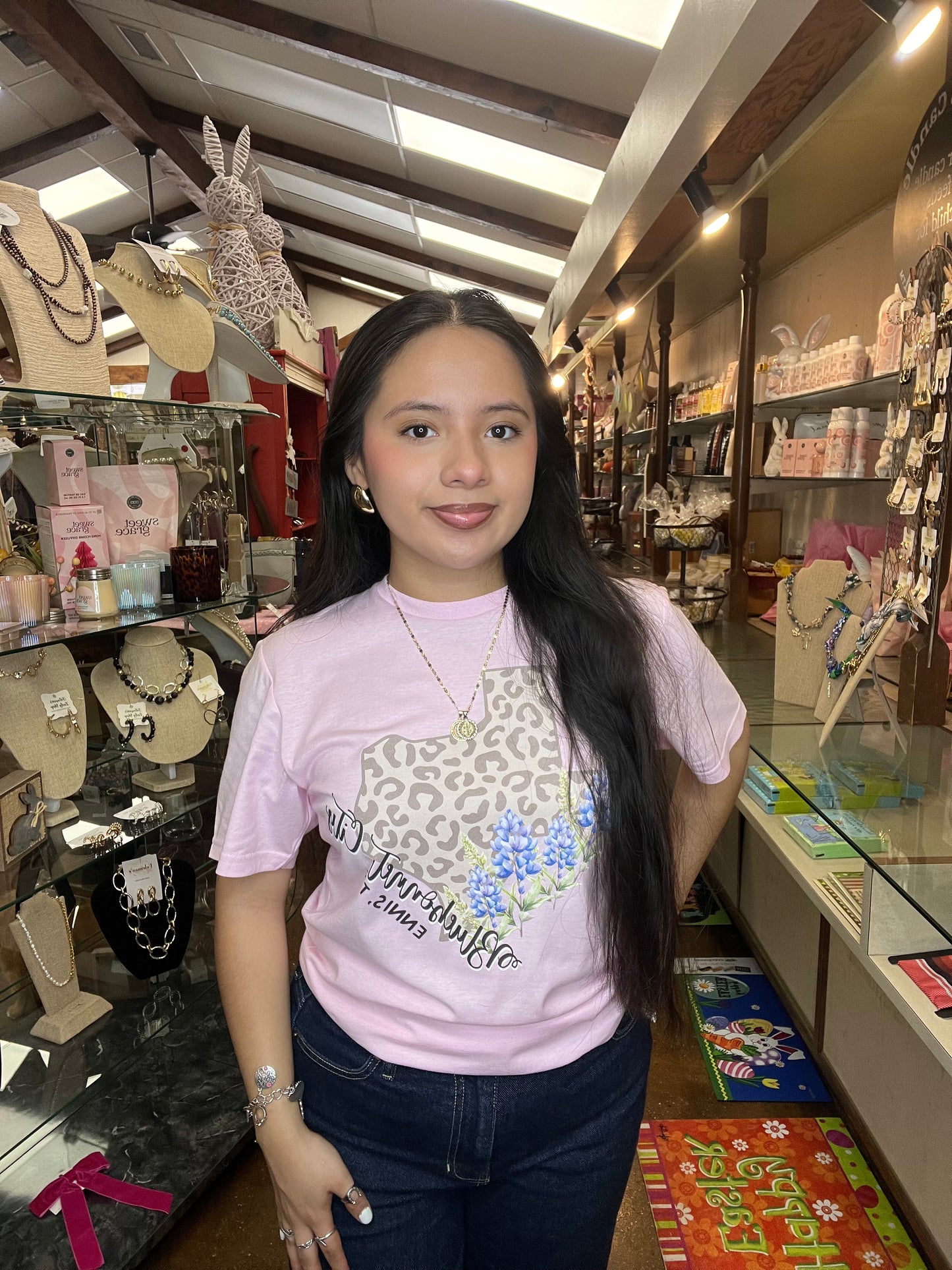 Leopard Print State Of Texas Bluebonnet Shirt