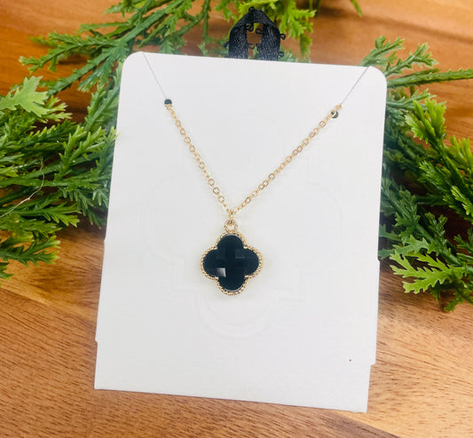 Black/Gold Clover Necklace