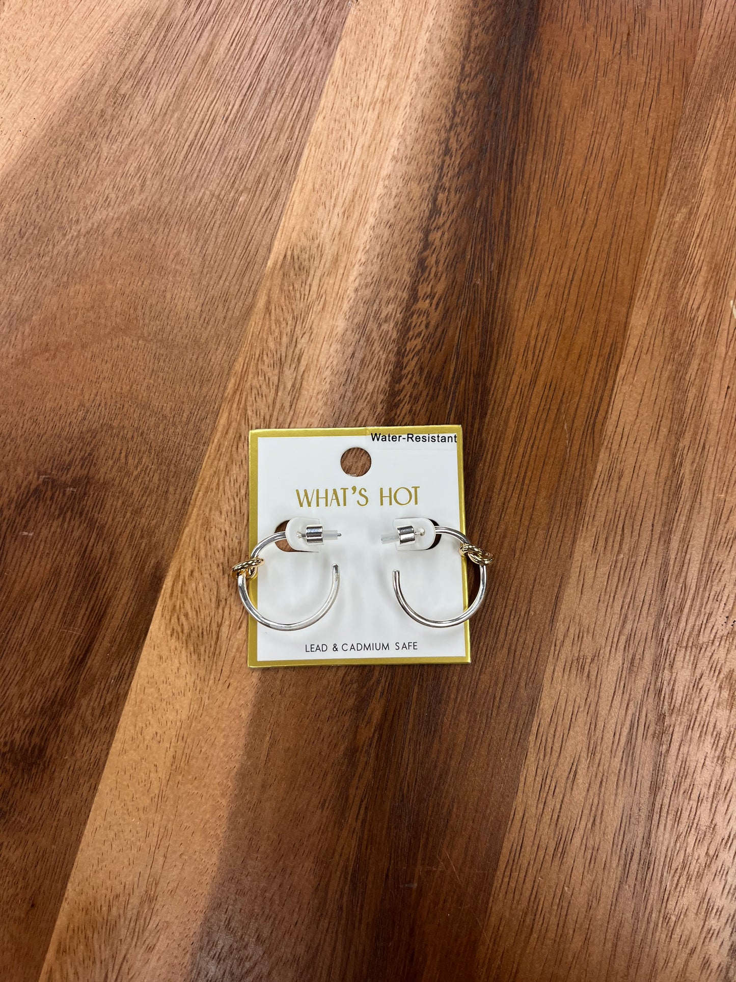 Water Resistant Gold Knot Silver Earring