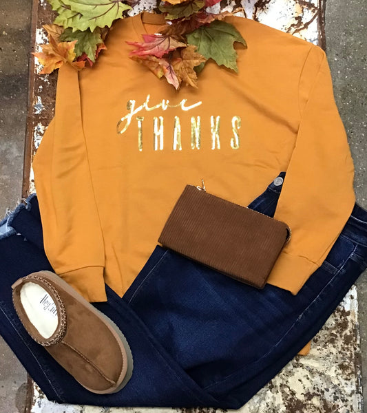 Give Thanks Sequin Sweatshirt