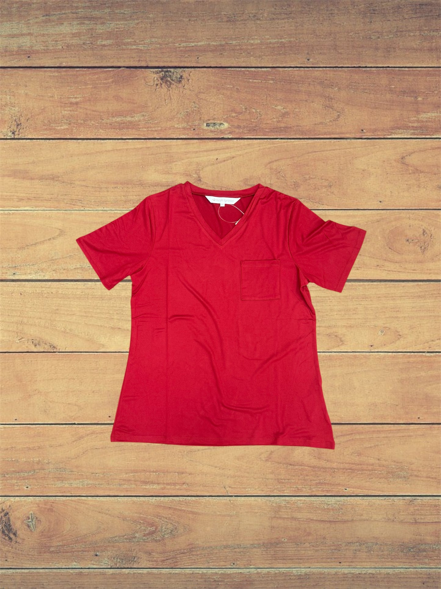 Red Highlands V-Neck Pocket Tee
