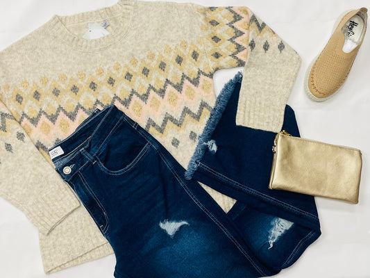 Fuzzy Aztec Sweater