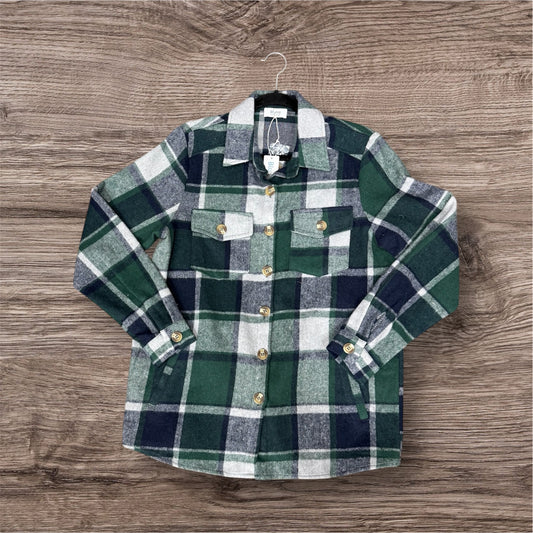 Green Flannel Plaid Shacket