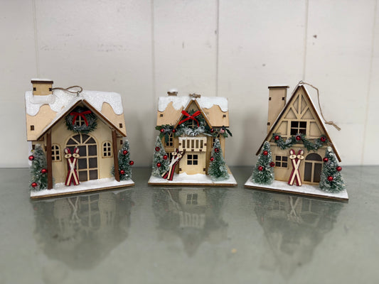Lighted Lodge House Christmas Ornaments