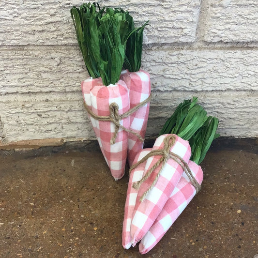 Pink-White-Green Gingham Carrot Trio