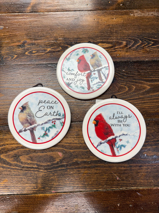 Ceramic Cardinal Christmas Ornaments