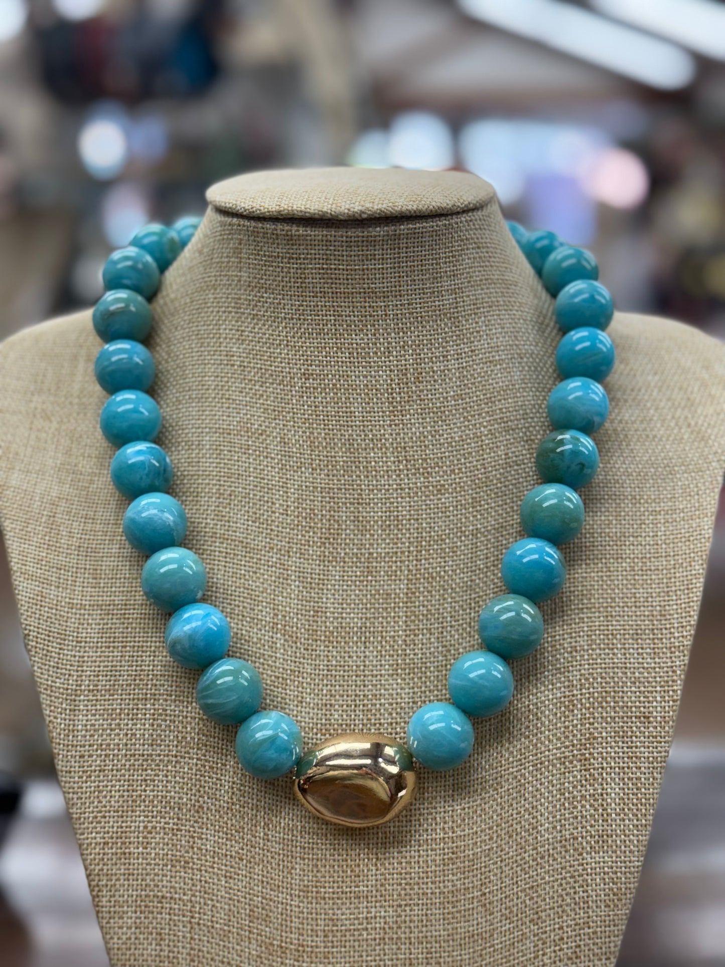 Jasper Stone With Gold Pendent Necklace