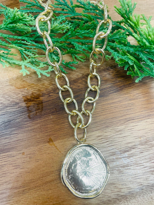 Thick Gold Chain With Hammered Textured