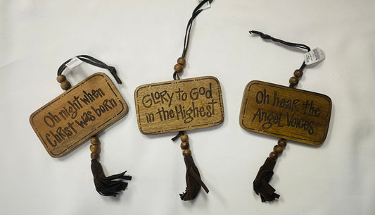 Wood Message Christ Ornaments