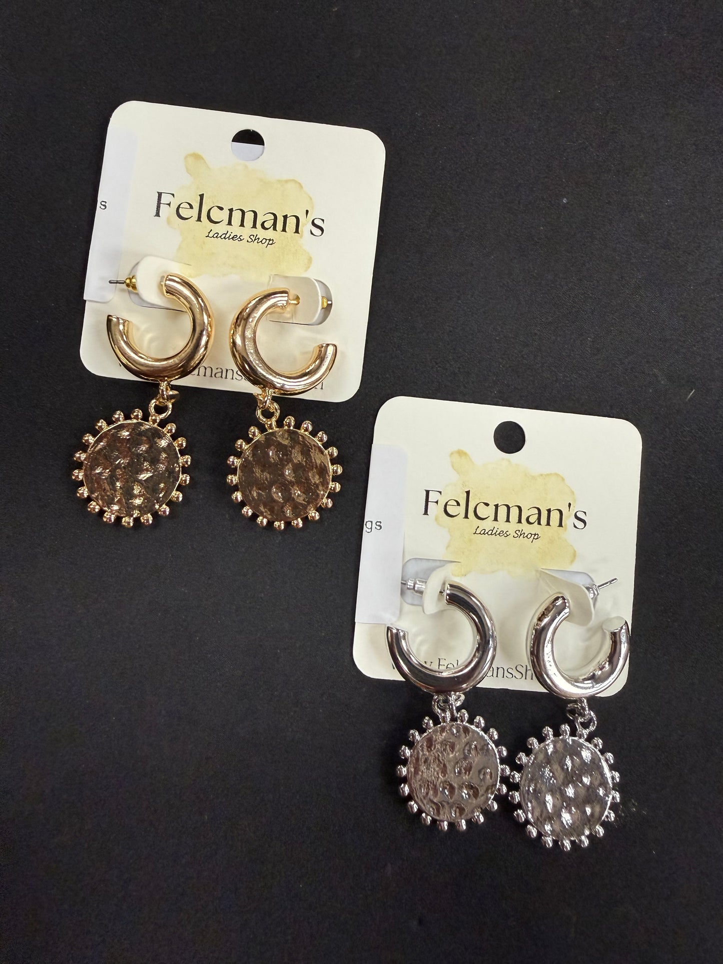 Huggie Hoop Coin Dangle Earrings