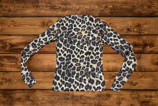 Mesh Leopard Printed Long Sleeve