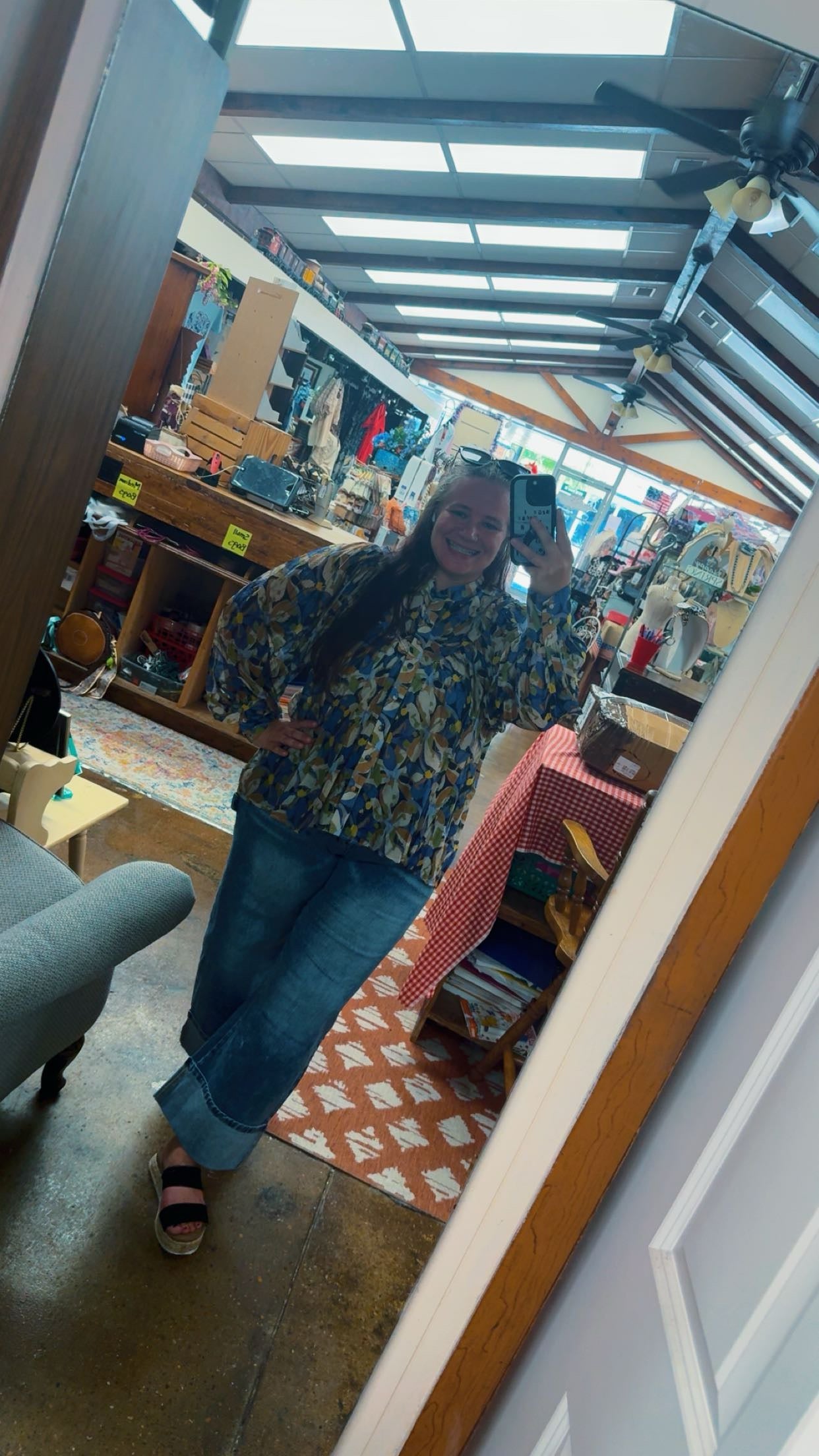 Deep Blue Botanical Blouse