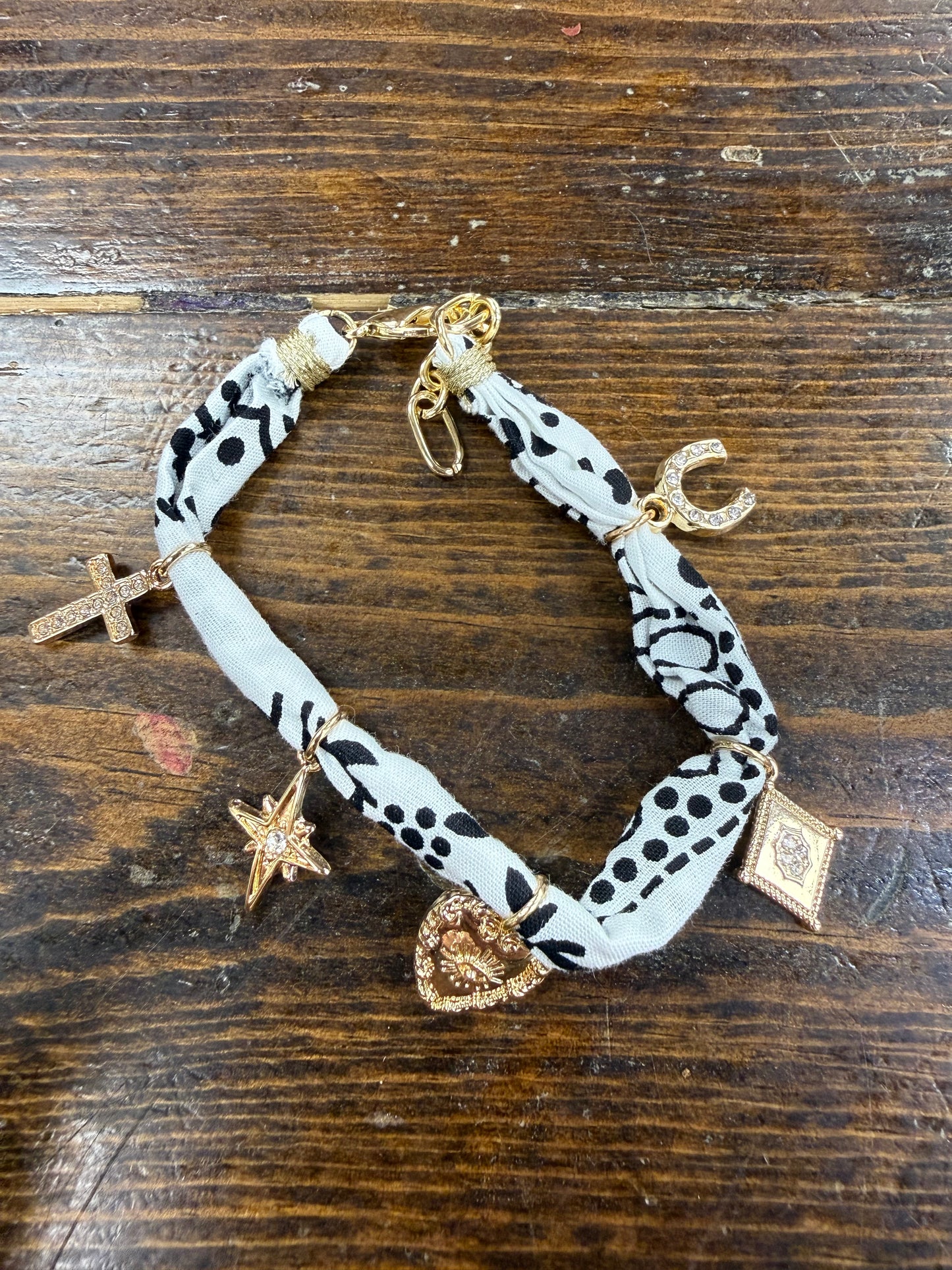 White Bandana Charm Bracelet