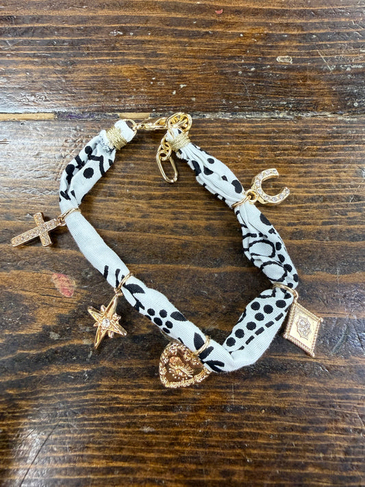 White Bandana Charm Bracelet