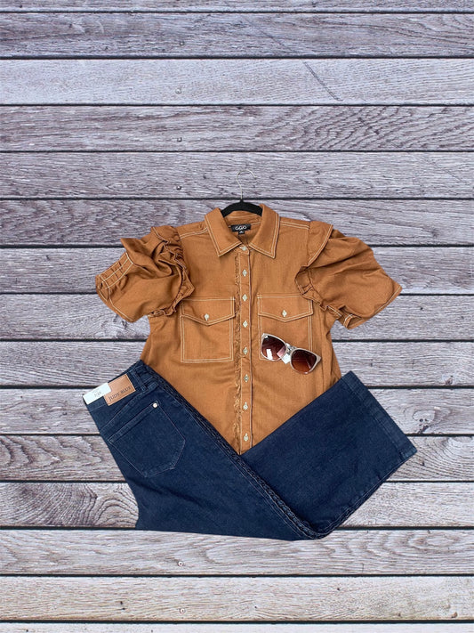Ruffled Copper Blouse